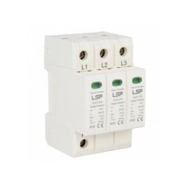Ogranicznik przepięć T1+T2 (B+C) | 3P TN-C | Iimp 7 kA | Imax 50 kA | Up ≤ 1,5 kV | ze stykiem sygnalizacyjnym | LSP FLP7-275/3S Ogranicznik przepięć T1+T2 (B+C) | 3P TN-C | Iimp 7 kA | Imax 50 kA | Up ≤ 1,5 kV | ze stykiem sygnalizacyjnym | LSP FLP7-275/3S