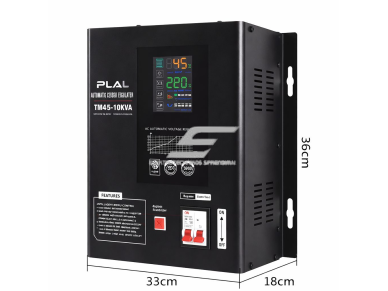 Vienfazis automatinis įtampos stabilizatorius | 10 kVA | 220 V AC | relinis elektroninis valdymas | LED ekranas | PLAL TMP-10KVA 1