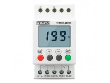 Modulinis | skaitmeninis viršįtampių maksimalios ir žemos įtampos analizatorius | relė | 50-300VAC/DC | DIN | Tomzn | TOMPD-AD220 1 Modulinis | skaitmeninis viršįtampių maksimalios ir žemos įtampos analizatorius | relė | 50-300VAC/DC | DIN | Tomzn | TOMPD-AD220 1