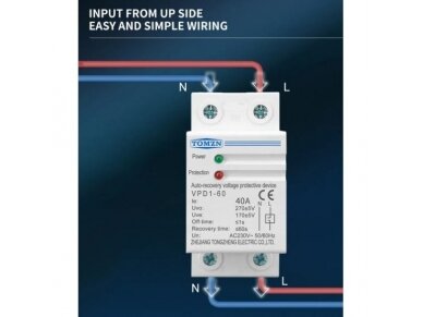 Modulinė įtampos kontrolės relė | 40 A | 230 V | 8,8 kVA | DIN | Tomzn VPD1-60 3 Modulinė įtampos kontrolės relė | 40 A | 230 V | 8,8 kVA | DIN | Tomzn VPD1-60 3