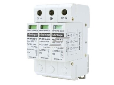 Modulinis viršįtampių ribotuvas | 3P | DC 1000V | T2 | IP20 | SCHELINGER | A53-SPD-MOV-DC-3P-T2 | 5900280953513 Modulinis viršįtampių ribotuvas | 3P | DC 1000V | T2 | IP20 | SCHELINGER | A53-SPD-MOV-DC-3P-T2 | 5900280953513