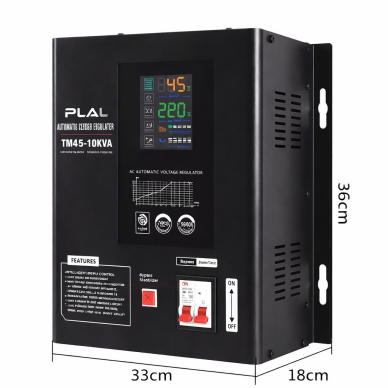 Jednofazowy automatyczny stabilizator napięcia | 10 kVA | 220 V AC | przekaźnikowe sterowanie elektroniczne | wyświetlacz LED | PLAL TMP-10KVA 1 Jednofazowy automatyczny stabilizator napięcia | 10 kVA | 220 V AC | przekaźnikowe sterowanie elektroniczne | wyświetlacz LED | PLAL TMP-10KVA 1