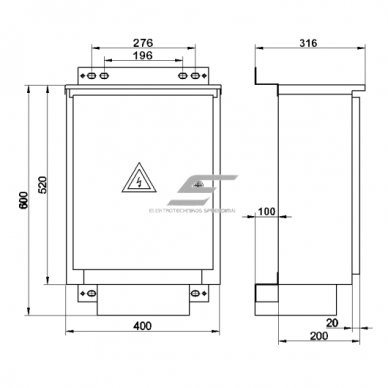 THree-phase | main electrical energy meter cabinet | for 1 meter | 520x400x200mm | surface-mounted | galvanized steel | IP44 1 THree-phase | main electrical energy meter cabinet | for 1 meter | 520x400x200mm | surface-mounted | galvanized steel | IP44 1