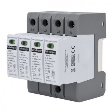 Ogranicznik przepięć T1+T2 (B+C) | 4P | Iimp 12,5 kA (10/350) | Imax 50 kA | Up ≤ 2,0 kV | IP20 | SCHELINGER A51-SPD03-4P-B+C Ogranicznik przepięć T1+T2 (B+C) | 4P | Iimp 12,5 kA (10/350) | Imax 50 kA | Up ≤ 2,0 kV | IP20 | SCHELINGER A51-SPD03-4P-B+C