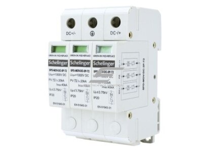Modulinis viršįtampių ribotuvas | 3P | DC 1000V | T2 | IP20 | SCHELINGER | A53-SPD-MOV-DC-3P-T2 | 5900280953513