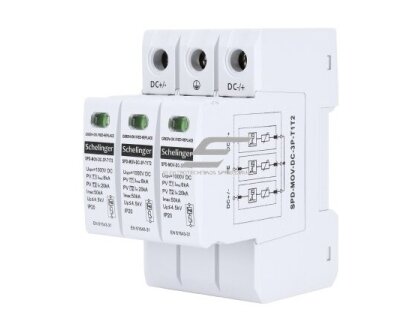 Modulinis viršįtampių ribotuvas | 3P | 8kA | DC 1000V | T1+T2 | IP20 | SCHELINGER | A53-SPD-MOV-DC-3P-T1T2 | 5900280950598 Modulinis viršįtampių ribotuvas | 3P | 8kA | DC 1000V | T1+T2 | IP20 | SCHELINGER | A53-SPD-MOV-DC-3P-T1T2 | 5900280950598