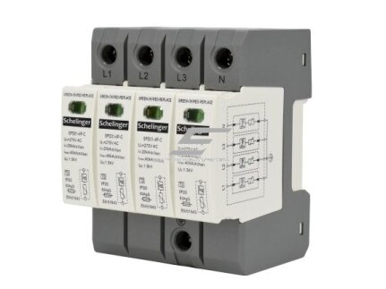 Modulinis viršįtampių ribotuvas | 4P | 20kA (8/20) | T2 (C) | IP20 | SCHELINGER | A51-SPD01-4P-C | 5900280964540
