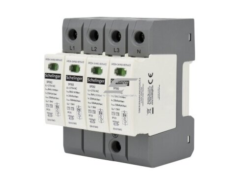 Modulinis viršįtampių ribotuvas | 4P | 7kA (10/350) | T1+T2 (B+C) | IP20 | SCHELINGER | A51-SPD02-4P-B+C | 5900280958143 Modulinis viršįtampių ribotuvas | 4P | 7kA (10/350) | T1+T2 (B+C) | IP20 | SCHELINGER | A51-SPD02-4P-B+C | 5900280958143