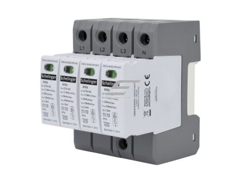 Modulinis viršįtampių ribotuvas | 4P | 12,5kA (10/350) | T1+T2 (B+C) | IP20 | SCHELINGER | A51-SPD03-4P-B+C | 5900280964564