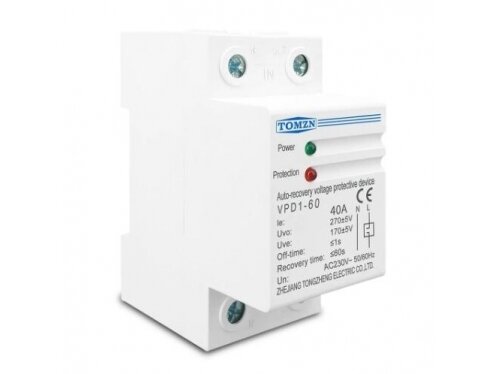 Modulinė įtampos kontrolės relė | 40 A | 230 V | 8,8 kVA | DIN | Tomzn VPD1-60 1