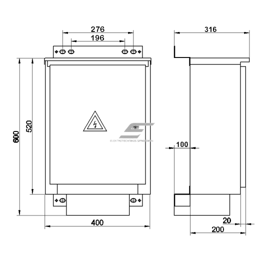 THree-phase | main electrical energy meter cabinet | for 1 meter | 520x400x200mm | surface-mounted | galvanized steel | IP44 1 THree-phase | main electrical energy meter cabinet | for 1 meter | 520x400x200mm | surface-mounted | galvanized steel | IP44 1