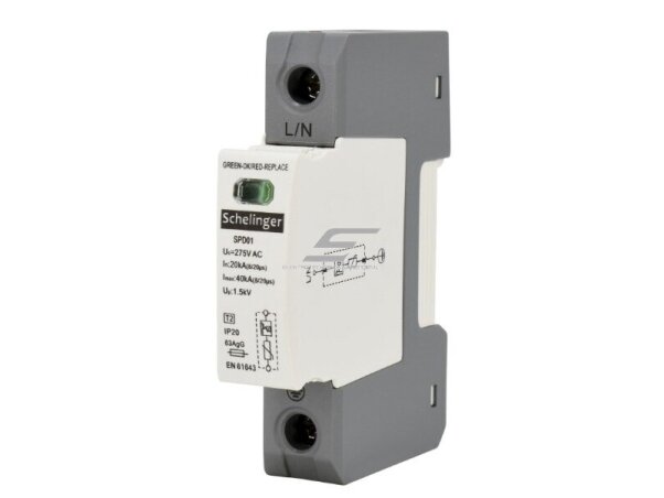 Modulinis viršįtampių ribotuvas | 1P | 20kA (8/20) | T2 (C) | IP20 | SCHELINGER | A51-SPD01-1P-C | 5900280964533 Modulinis viršįtampių ribotuvas | 1P | 20kA (8/20) | T2 (C) | IP20 | SCHELINGER | A51-SPD01-1P-C | 5900280964533