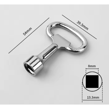 Ventiiilide | kütte | veevärgi süsteemide võti | ruudukujuline | 8x8mm | 54x39mm 2 Ventiiilide | kütte | veevärgi süsteemide võti | ruudukujuline | 8x8mm | 54x39mm 2