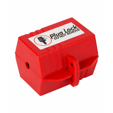Electrical plug lockout box | LOTO safety device | universal | with padlock fixing | 91x88x65 mm | red Electrical plug lockout box | LOTO safety device | universal | with padlock fixing | 91x88x65 mm | red