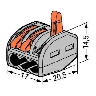 Klemm | elektrijuhtmete ühendus | vedruklemm | hoovaga avatav | 3x0,08-2,5mm² | max. 4mm² | WAGO | 222-413 | 4017332955676 1 Klemm | elektrijuhtmete ühendus | vedruklemm | hoovaga avatav | 3x0,08-2,5mm² | max. 4mm² | WAGO | 222-413 | 4017332955676 1
