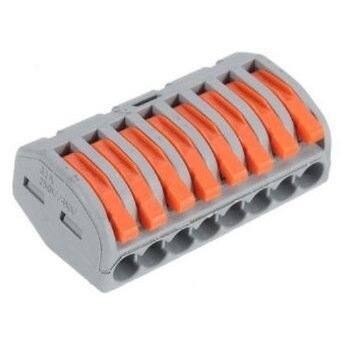 WAGO spaiļu bloks 222-418 | atsperu atvāžamie 8 vietu spailes (vadu savienotājs) | 0,08–2,5 mm² | maks. 4 mm²