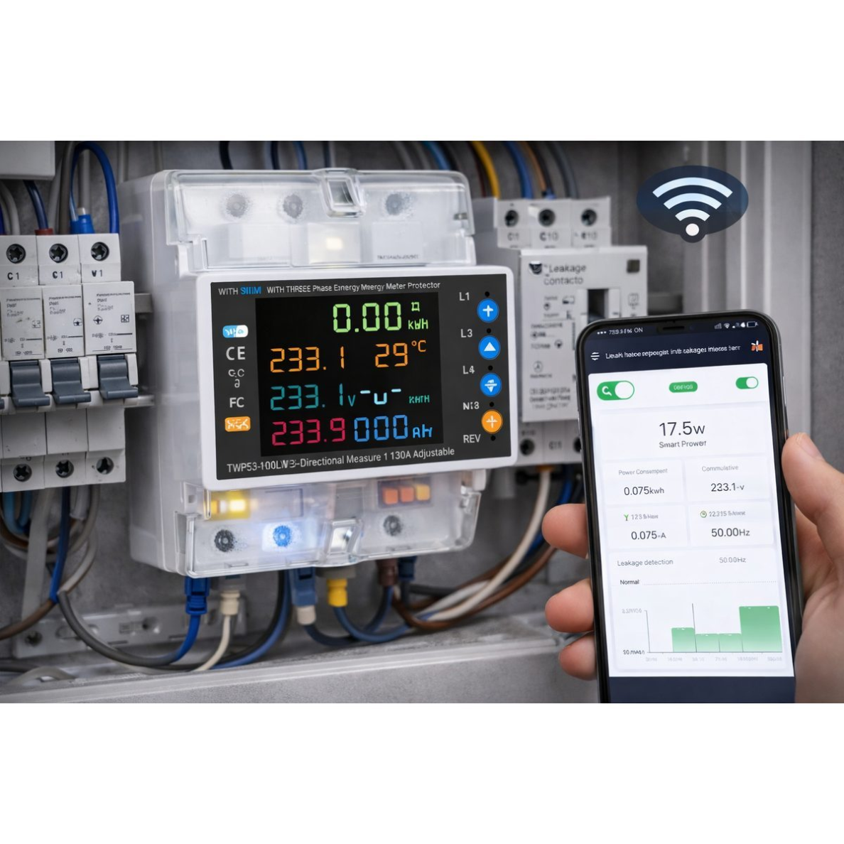 Nutikas WiFi automaatlüliti lekkevoolu kaitse ja energiatarbimise mõõtmisega | 100A | 220–240V | kaugjuhtimine | hääljuhtimine | TUYA 2