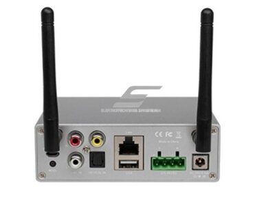 Wi-Fi ir Bluetooth garso stiprintuvas | 2x50W / 2x30W | 24VDC | 4-8Ω | 24bit/192kHz | 120x113x37mm