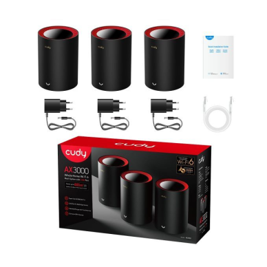 Router Wi-Fi 6 Mesh | 3 szt. | do 3000 Mb/s | szeroki zasięg | port WAN 2.5G | do 220 m | technologia 2×2 MIMO 2