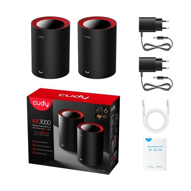 Wi-Fi 6 Mesh maršrutētājs | 2 gab. | līdz 3000 Mbps | plašs pārklājums | 2.5G WAN ports | līdz 220 m | 2×2 MIMO tehnoloģija 1