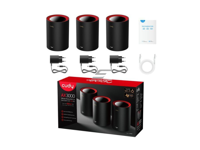Wi-Fi 6 Mesh maršrutizatorius | 3 vnt. | iki 3000 Mbps | platus padengimas | 2.5G WAN prievadas | iki 220m | 2x2 MIMO technologija 2 Wi-Fi 6 Mesh maršrutizatorius | 3 vnt. | iki 3000 Mbps | platus padengimas | 2.5G WAN prievadas | iki 220m | 2x2 MIMO technologija 2