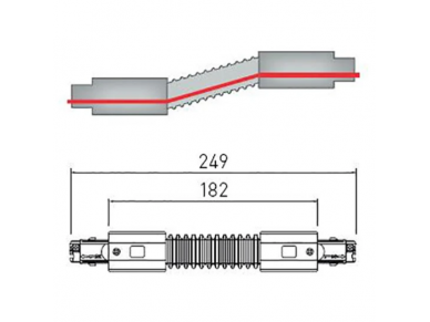 Lanksti jungtis | bėgelių X-RAIL sujungimui | 3F | 249mm | juoda | GTV Lighting | XAE-LELUC-10 1