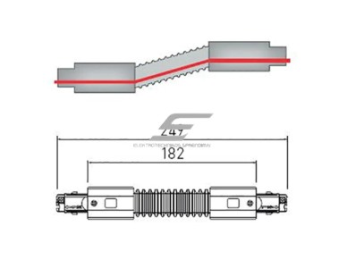 Lanksti jungtis | bėgelių X-RAIL sujungimui | 3F | 249mm | balta | GTV Lighting | XAE-LELUB-00 1