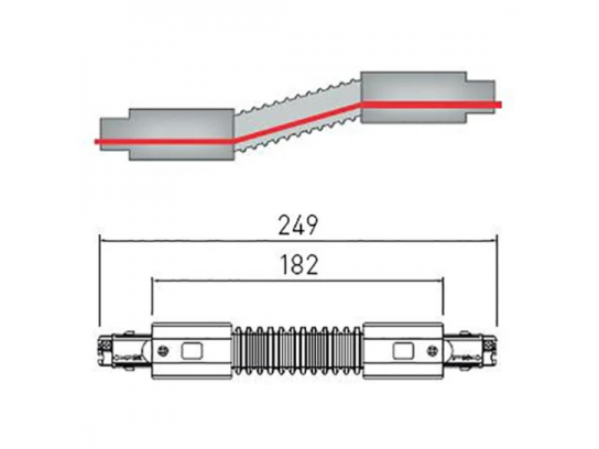 Lanksti jungtis | bėgelių X-RAIL sujungimui | 3F | 249mm | juoda | GTV Lighting | XAE-LELUC-10 1