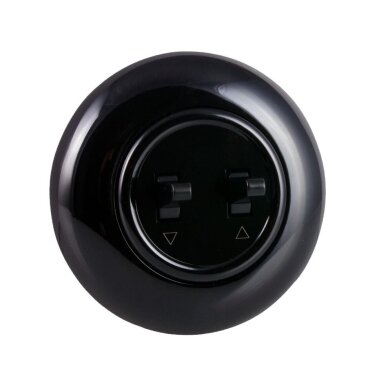 Blinds switch | 2 buttons | 10A | 230V | flush-mounted | plastic | retro style | black Blinds switch | 2 buttons | 10A | 230V | flush-mounted | plastic | retro style | black