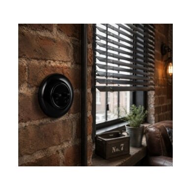 Blinds switch | 2 buttons | 10A | 230V | flush-mounted | plastic | retro style | black 2