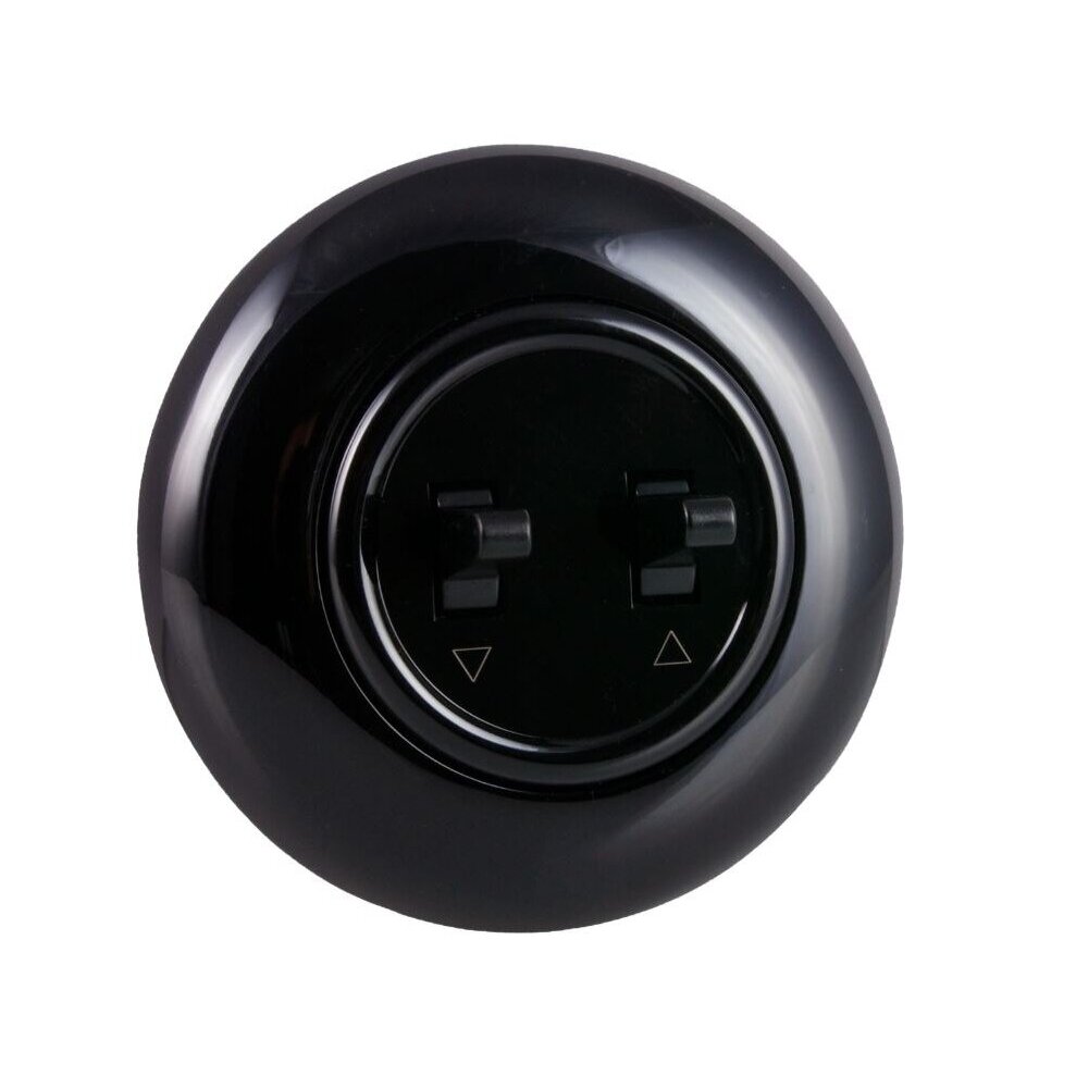 Blinds switch | 2 buttons | 10A | 230V | flush-mounted | plastic | retro style | black Blinds switch | 2 buttons | 10A | 230V | flush-mounted | plastic | retro style | black