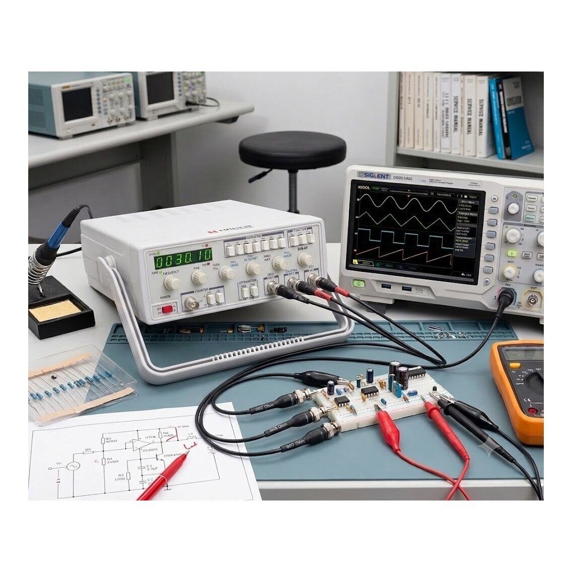 Signālu / funkciju ģenerators | 0,1 Hz–5 MHz | elektronikas testēšanai un remontam | sinusoidālais, trīsstūra, taisnstūra, impulsu un rampas vilnis 4 Signālu / funkciju ģenerators | 0,1 Hz–5 MHz | elektronikas testēšanai un remontam | sinusoidālais, trīsstūra, taisnstūra, impulsu un rampas vilnis 4