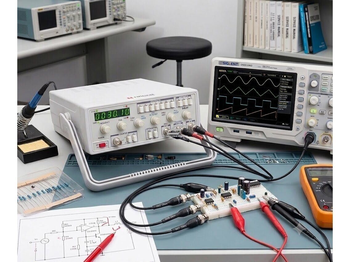 Signalų | funkcijų generatorius | 0.1 Hz–2 MHz | elektronikos testavimui ir remontui | sinusinė, trikampė, stačiakampė, impulsinė ir rampos banga 4 Signalų | funkcijų generatorius | 0.1 Hz–2 MHz | elektronikos testavimui ir remontui | sinusinė, trikampė, stačiakampė, impulsinė ir rampos banga 4